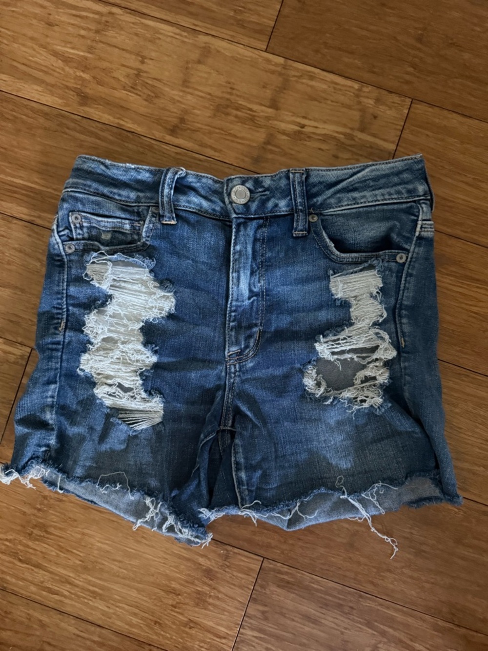 American Eagle Outfitters Distressed Denim Jean Shorts - Blue